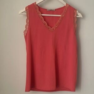 Elegant Coral Lace V-Neck Camisole